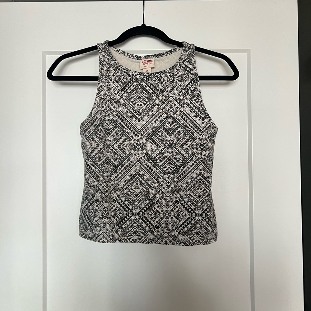 Patterned Black and White Women's Tank Top